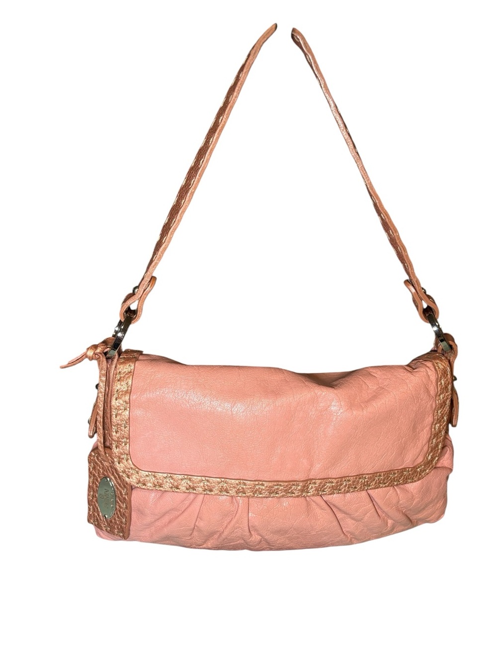 Fendi Selleria Metallic Pink Roman Leather Baguette - Hand-Stitched Pre-loved